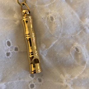 Gold Bamboo Whistle Necklace